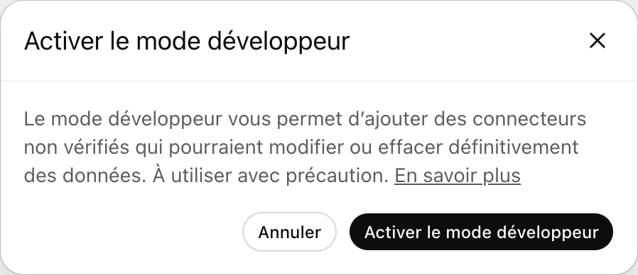 Activer le mode développeur dans ChatGPT