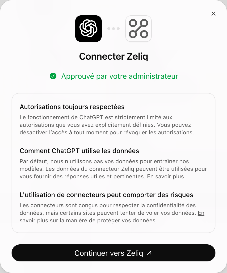 Connecter Zeliq depuis ChatGPT